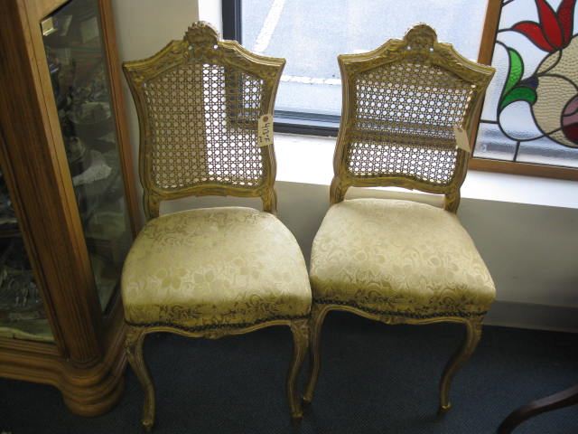 Pair of French Gilt & Carved Chairs