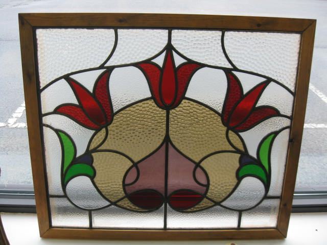 Antique Stained glass Window tulip design.