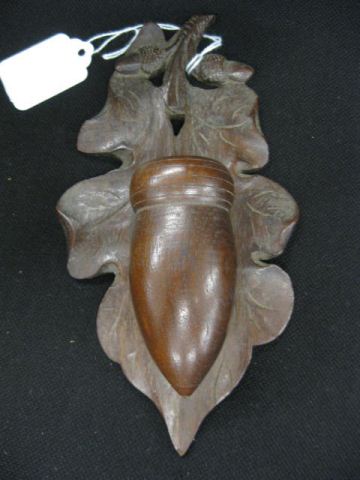 Victorian Carved Walnut Match Holder