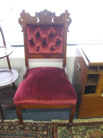 Victorian Side Chair carved back red