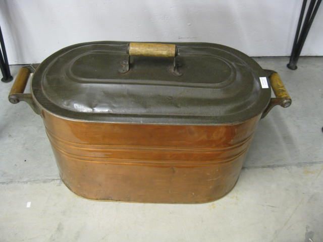 Copper Double Boiler tin lid handled