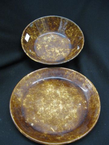 2 pcs. Bennington Type Pottery 9 bowl