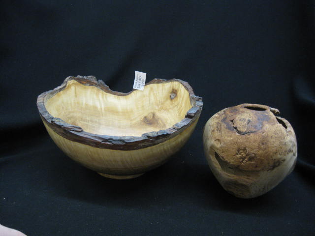 2 Wooden Items both signed bowl