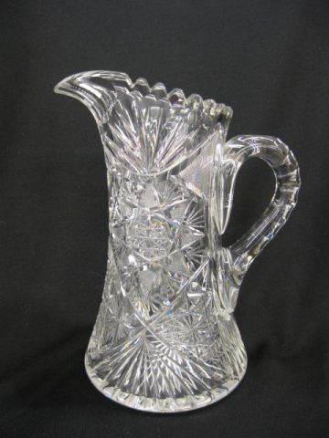Cut Glass Pitcher fancy feathered 14b890