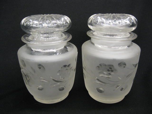 Pair of Cut Glass Dresser Jars 14b896