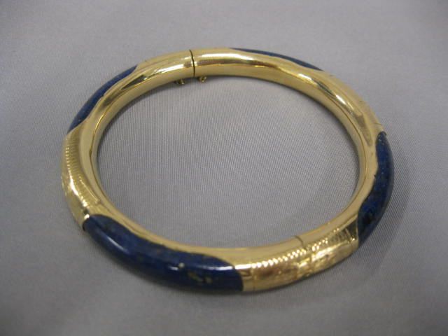 14k Gold Lapis Bracelet hinged 14b8a0