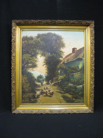 Oil Painting of Shepherdtaking