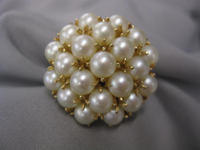Pearl Ring 21 lustrous pearls in 14kyellow