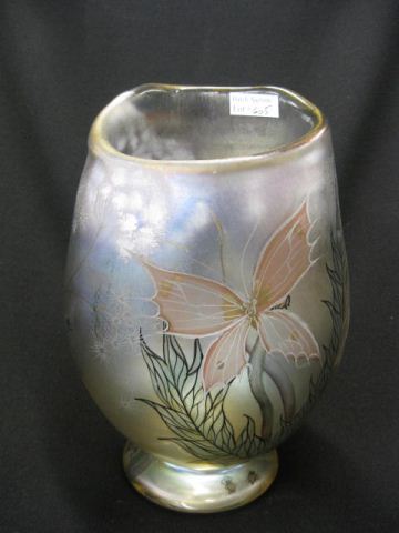 Enameled Art Glass Vase insects 14b8f0