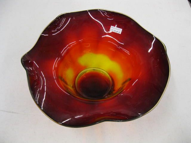Amberina Art Glass Bowl hat shaped rich