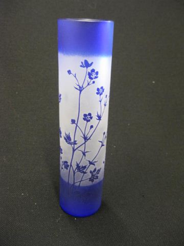 Cameo Art Glass Vase fine blue floral