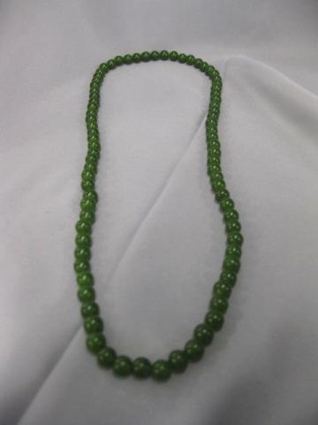 Jade Bead necklace fine deep green 26