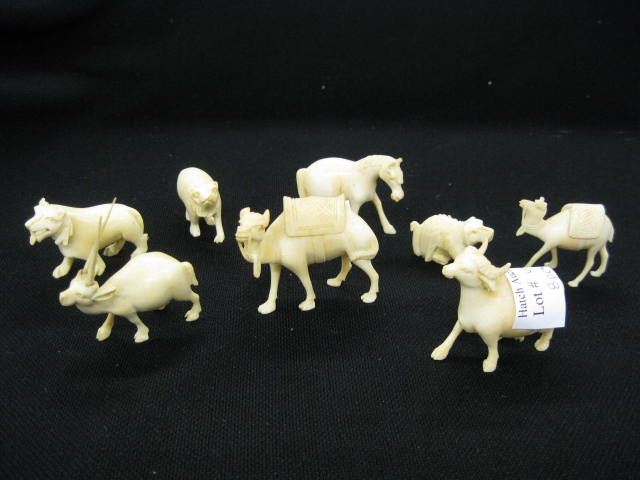 8 Carved Ivory Animals includes camels