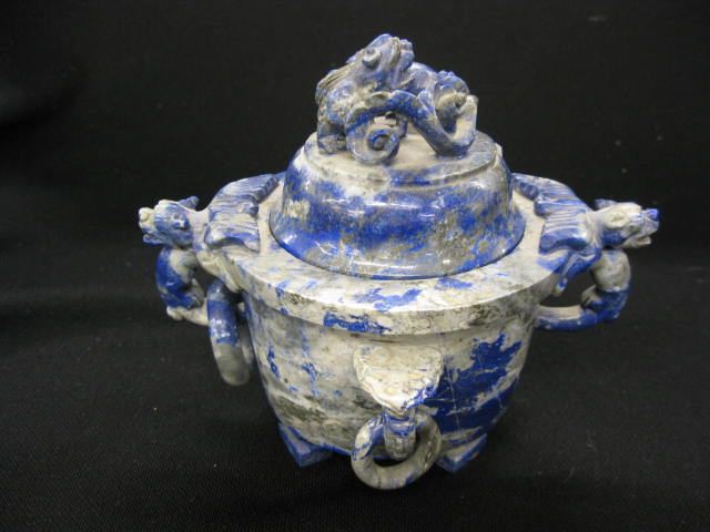 Chinese Carved Lapis Censor dragon 14b909