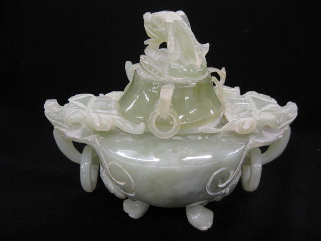 Chinese Carved Jade Censor dragon