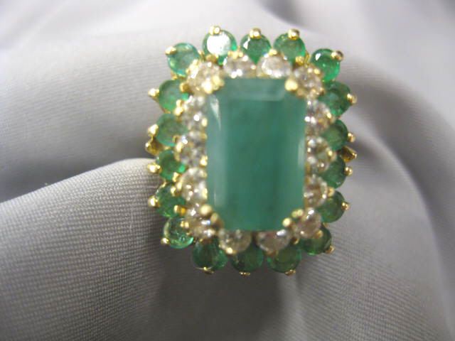 Emerald & Diamond Ring 17 emeralds totaling