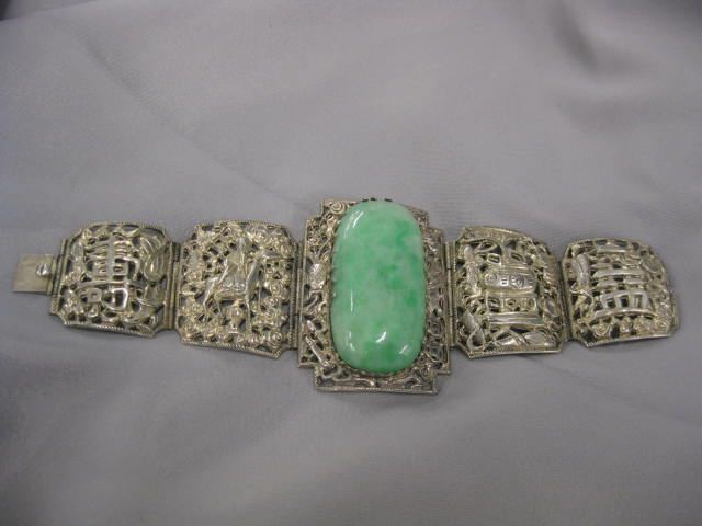 Jade Bracelet large mottled green 14b926