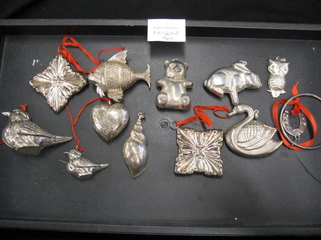 12 Sterling Silver Christmas Ornaments