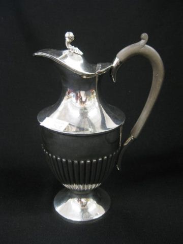 Silverplate Jug ribbed body ebony 14b963