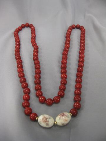 Oriental Necklace red jade and 14b969
