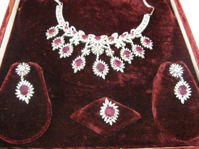 Ruby Diamond Suite Necklace Ring 14b97e