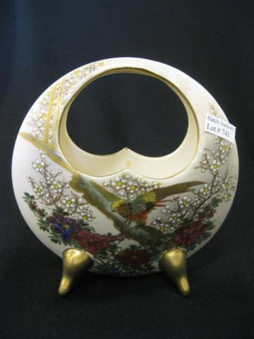 Japanese Satsuma Pottery Basket 14b988