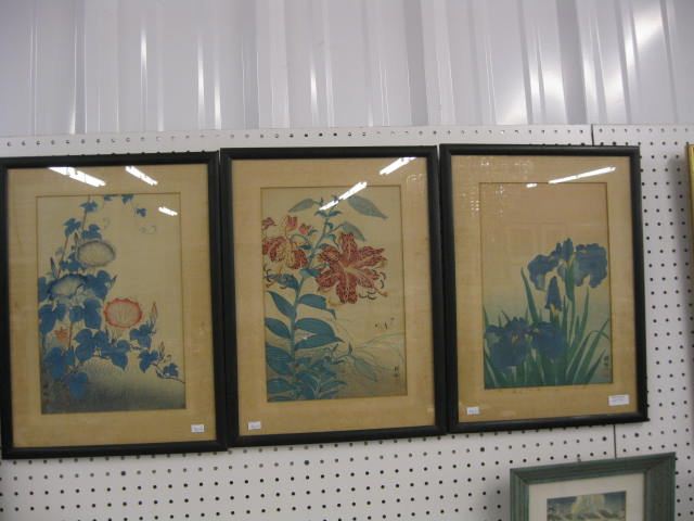 3 Japanese Woodblocks various flowersincluding 14b985