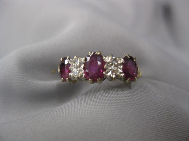 Ruby & Diamond Ring 3 oval rubies