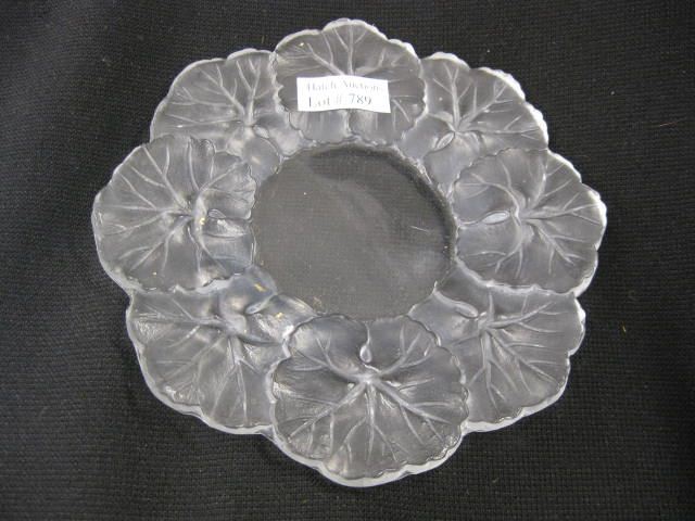 Lalique Crystal Dish frosted leaf 14b9c5