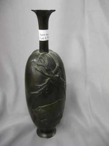 Japanese Bronze Vase with Bear