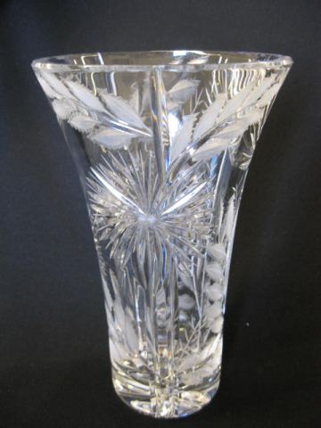 Cut Crystal Vase fine floral frosted 14b9f5