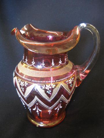 Victorian Enameled Cranberry Art Glass