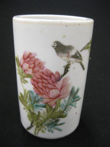 Chinese Porcelain Brushpot bird 14ba15
