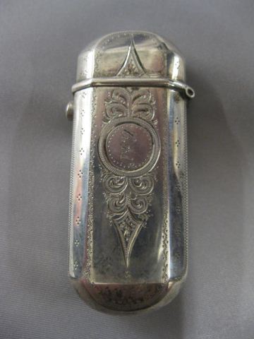 Victorian Coin Silver Match Safe engraved