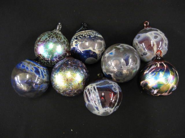 8 Art Glass Christmas Ball Ornaments 14ba4f