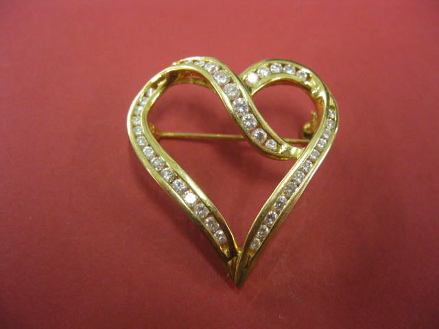 Diamond Heart Brooch 40 diamonds