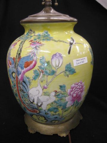 Chinese Porcelain Lamp fine bird & floral