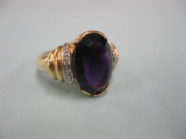 Amethyst & Diamond Ring deep purple