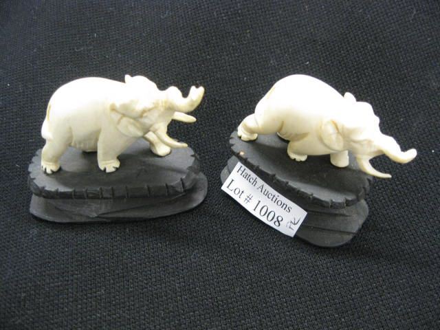 Pair of Chinese Carved Ivory Elephants