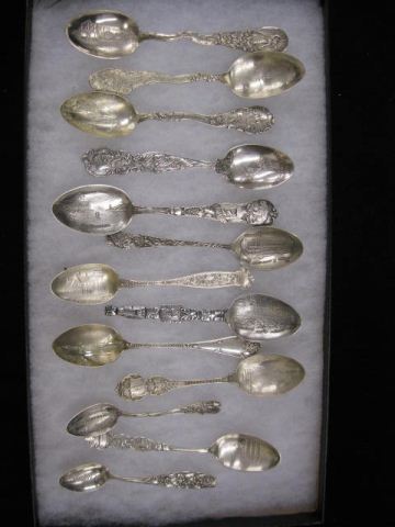 13 Sterling Silver Souviener Spoons