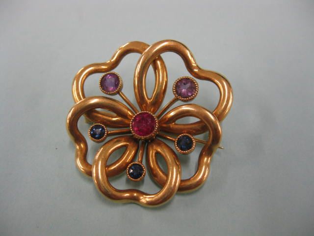 14k Gold Gemstone Brooch pansy 14bad5