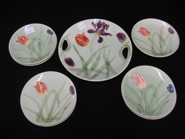 9 pc. German Majolica Dessert Set 10