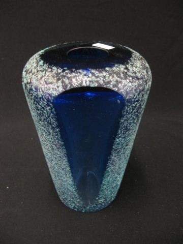 Art Glass Vase overshot rich blue