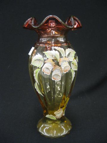 Amberina Art Glass Vase ribbed