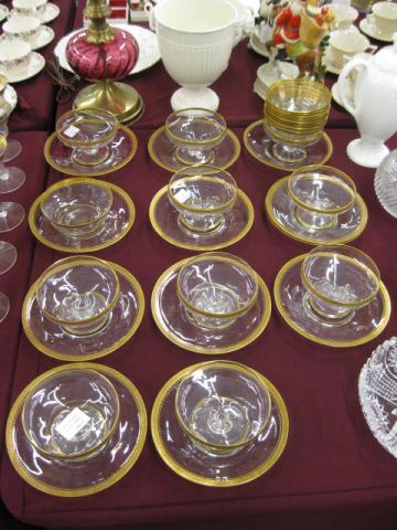 28 pcs. Gold Decorated Crystal Tableware