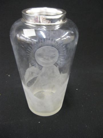 Etched Crystal & Sterling Vase man in