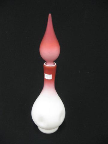 Cranberry to White Art Glass Decanter