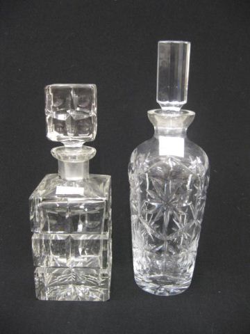 2 Cut Crystal Decanters one square 14bae2