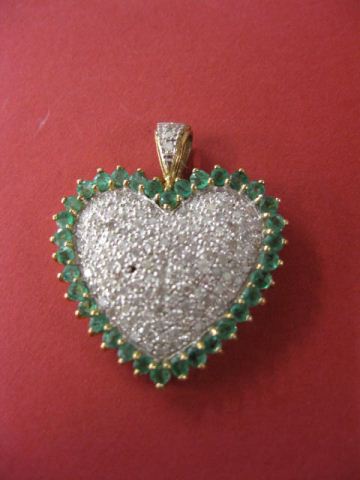 Emerald Diamond Heart Pendant 14baea