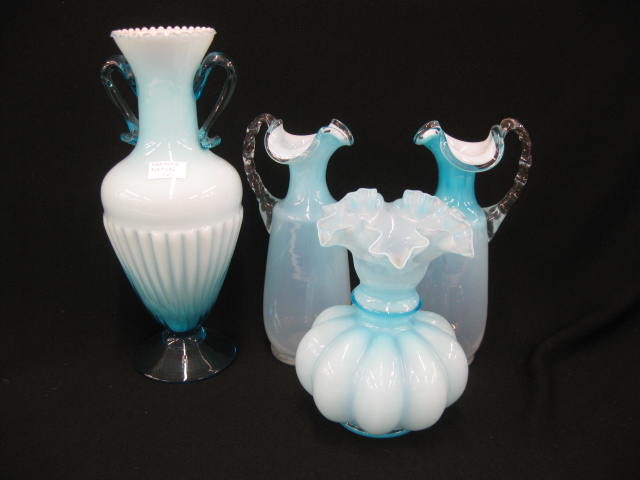 4 pcs Blue Art Glass pair of tall 14baf6